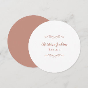 Wedding Elegant Rose Gold White Round Place Card