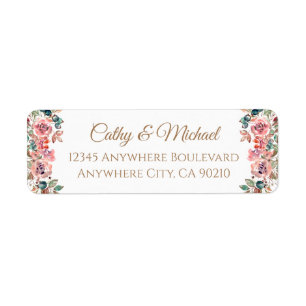 Wedding elegant rustic dusty pink floral address