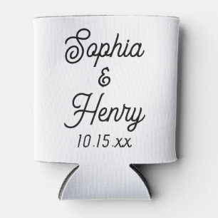 Wedding Elegant Script Black Modern Typography Can Cooler