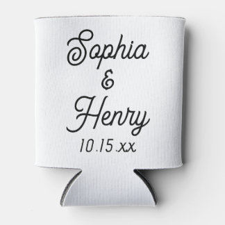 Wedding Elegant Script Black Modern Typography Can Cooler