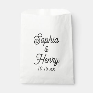 Wedding Elegant Script Black Modern Typography Favour Bags