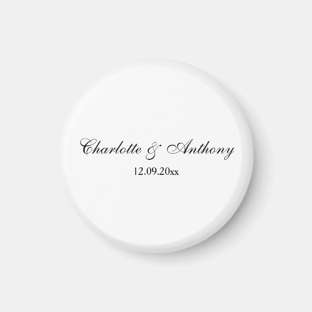 Wedding Elegant Script Creative Black White Magnet (Front)