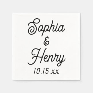 Wedding Elegant Script Modern Typography Black Napkin