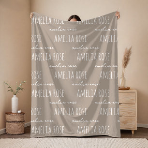 Wedding   Elegant Script New Mum Baby Kids Custom  Fleece Blanket