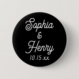 Wedding Elegant Script Typography Black White 6 Cm Round Badge