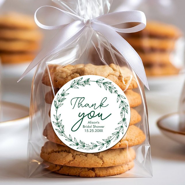 Wedding Elegant Watercolor Greenery Leaves Classic Round Sticker (Wedding Elegant Watercolor Greenery Leaves Classic Round Sticker #zazzlemade #thankyou #cristmas)