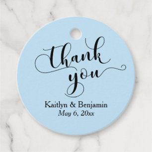 Wedding Elegant White on Baby Blue Thank You Favour Tags