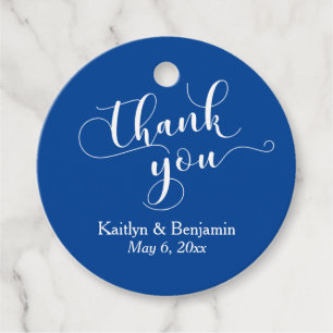 Wedding Elegant White on Deep Blue Thank You Favour Tags