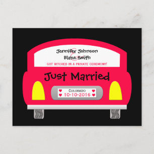 Wedding Elopement Announcement Postcard - Red Car