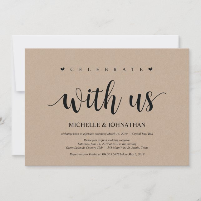 Wedding Elopement, celebrate with us Invites (Front)