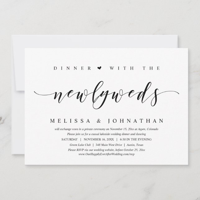 Wedding Elopement, Dinner With the Newlyweds Invitation (Front)