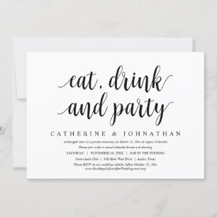 Wedding Elopement, Eat, Drink and Party Invitation