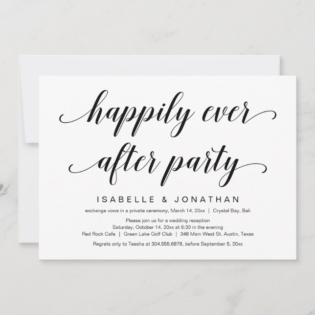 Wedding Elopement, Elegant Classy Black Script Invitation (Front)
