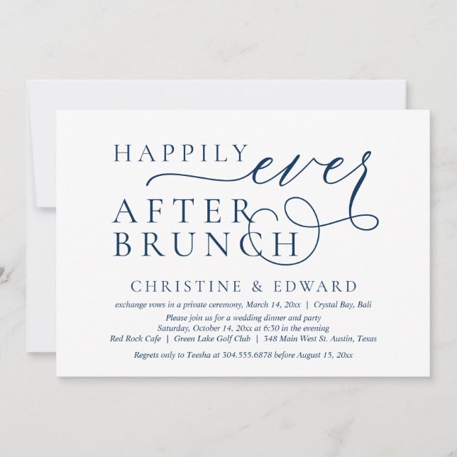 Wedding Elopement, Happily Ever After Brunch Invit Invitation (Front)