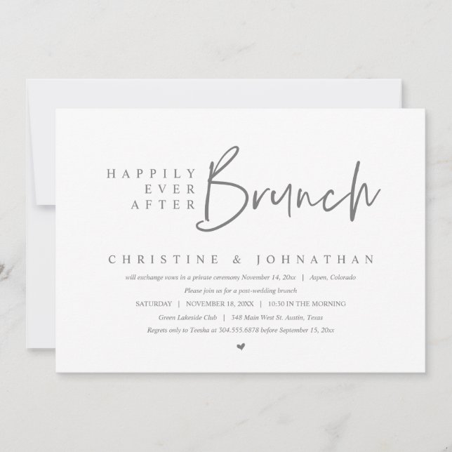Wedding Elopement, Happily Ever After Brunch Invitation (Front)
