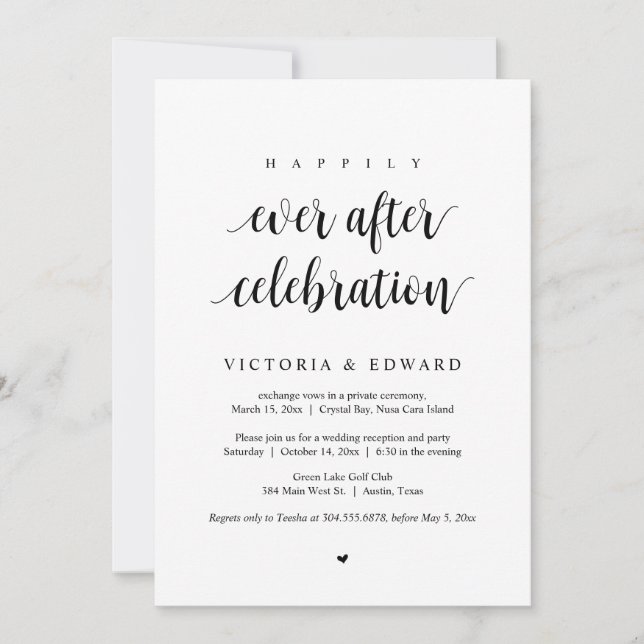 Wedding Elopement, Happily Ever After Celebration Invitation (Front)