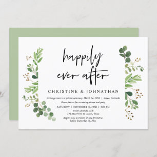Wedding Elopement, Happily ever after Dinner Invitation