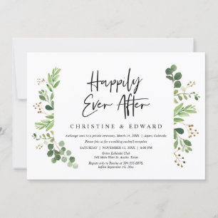 Wedding Elopement, Happily ever after dinner Invitation