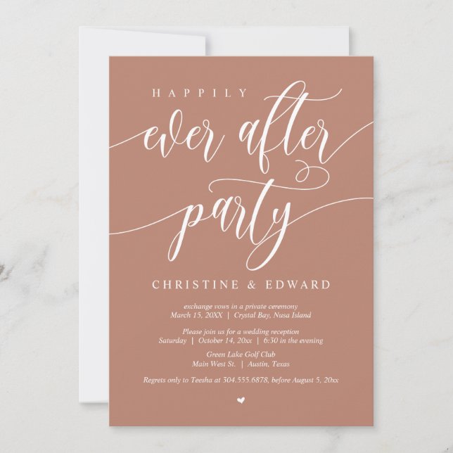 Wedding Elopement, Happily Ever After Party,Earthy Invitation (Front)