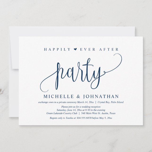 Wedding Elopement, Happily Ever After Party Invita Invitation (Front)