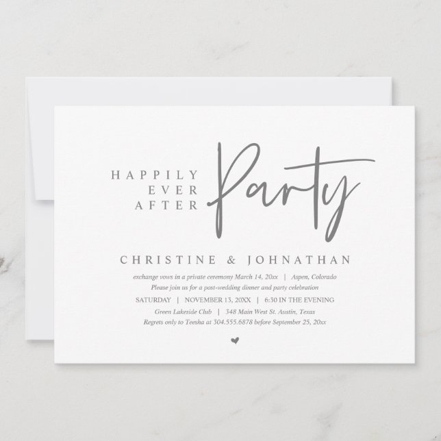 Wedding Elopement, Happily Ever After Party Invitation (Front)
