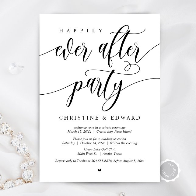 Wedding Elopement, Happily Ever After Party  Invitation (Wedding Elopement, Happily Ever After Party Dinner and Dancing Invitation Card, Digital Download)