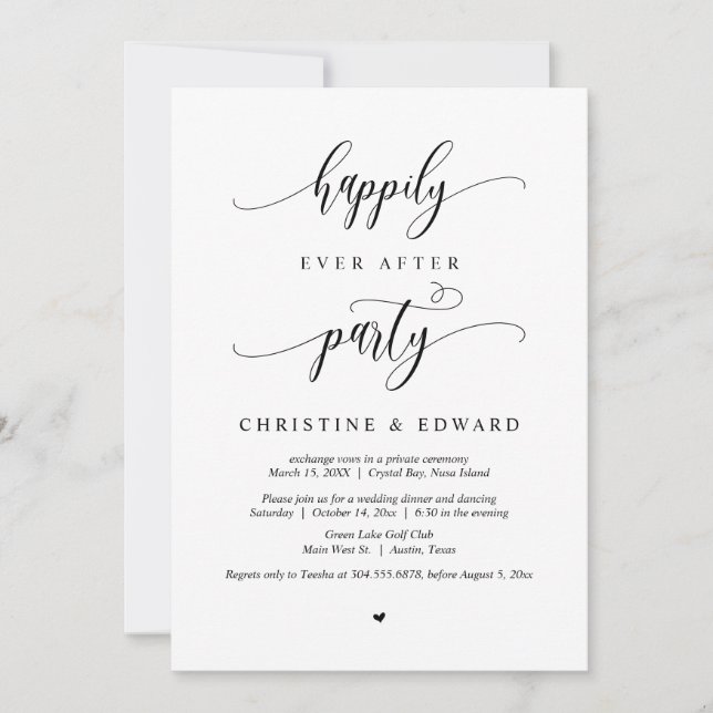 Wedding Elopement, Happily Ever After Party Invitation (Front)