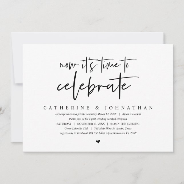 Wedding Elopement, Modern Minimalist, Celebrate Invitation (Front)