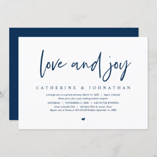 Wedding Elopement, Modern Minimalist, Love and joy Invitation