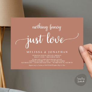 Wedding Elopement, Nothing Fancy Just Love Dinner Invitation
