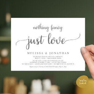 Wedding Elopement, Nothing Fancy Just Love Dinner Invitation