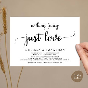 Wedding Elopement, Nothing Fancy Just Love Dinner Invitation