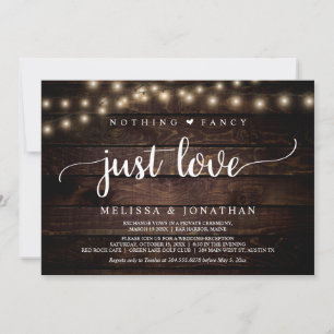 Wedding Elopement, Nothing Fancy Just Love Invitat Invitation