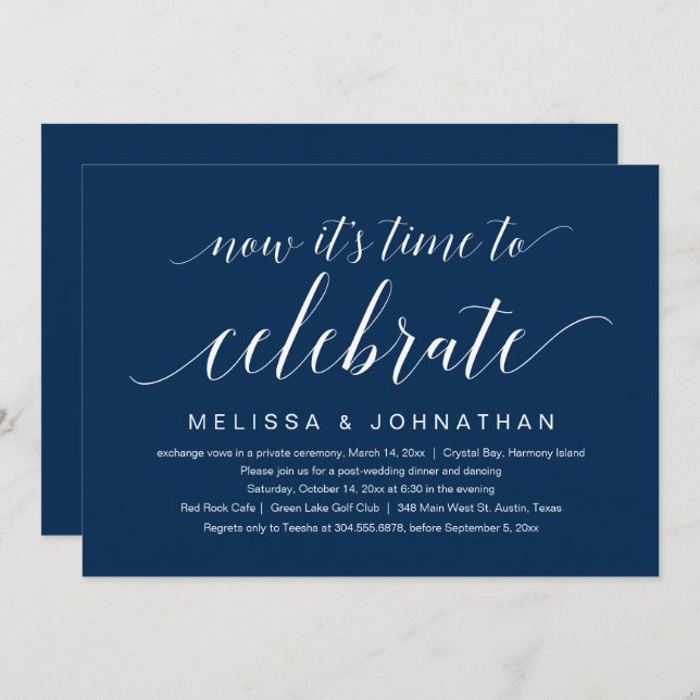 Wedding Elopement, Now it's time to celebrate Invitation (Front/Back)