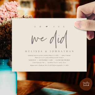 Wedding Elopement, oh yes we did Invitation