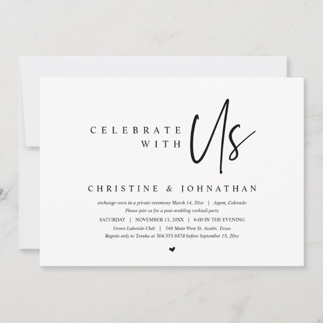 Wedding Elopement Party, Celebrate with us Invitat Invitation (Front)