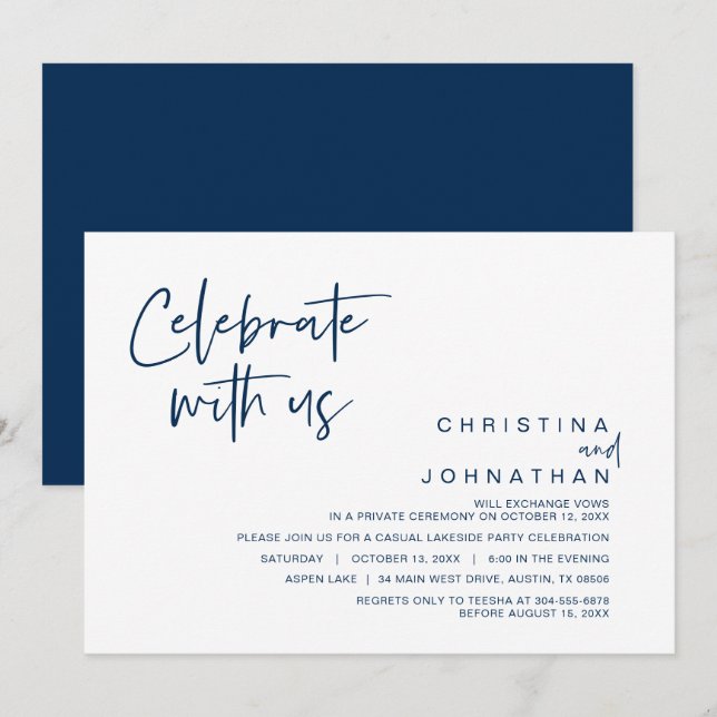 Wedding Elopement Party, Celebrate with us  Invitation (Front/Back)