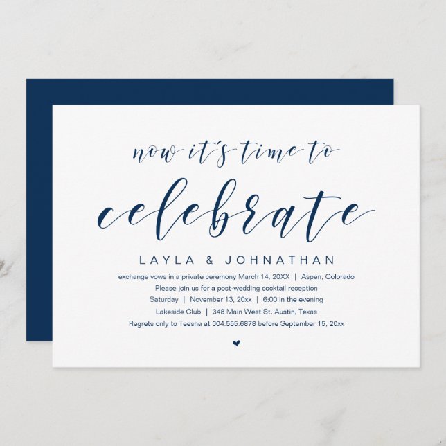 Wedding Elopement Party, it's time to celebrate In Invitation (Front/Back)