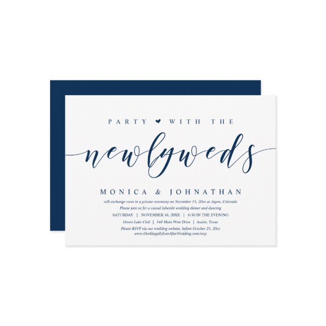 Wedding Elopement, Party With the Newlyweds Invita Invitation (Front/Back In Situ)