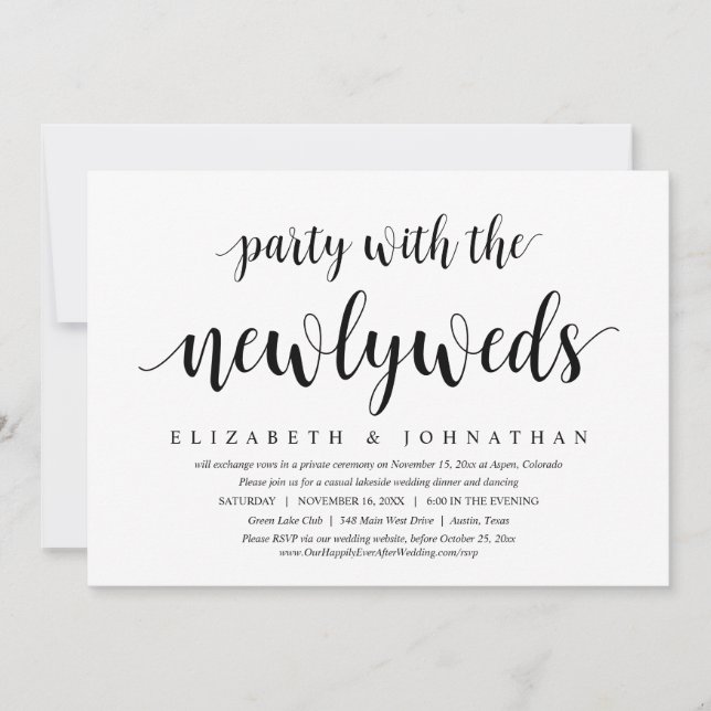 Wedding Elopement, Party with the Newlyweds Invitation (Front)