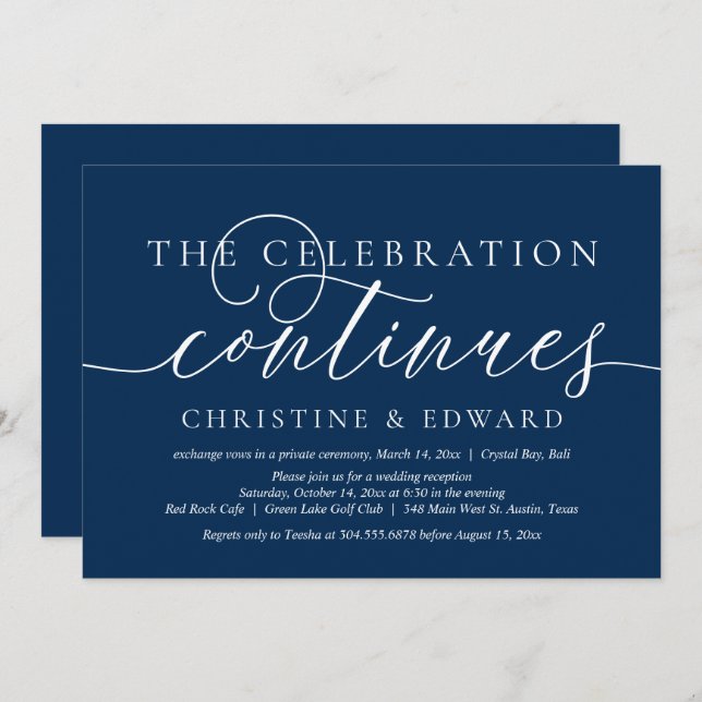 Wedding Elopement, The Celebration Continues Invitation (Front/Back)