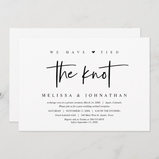 Wedding Elopement, We have tied the knot Invitation (Front/Back)