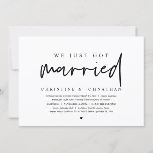 Wedding Elopement, We Just Got Married  Invitation