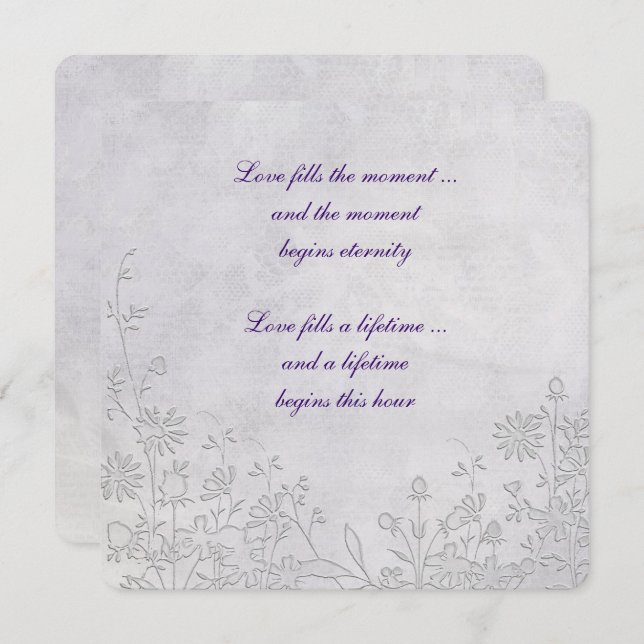 Wedding Embossed Floral Border Invitation (Front/Back)
