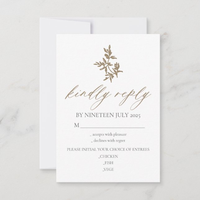 Wedding Enclosure Card RSVP Please Reply Olives (Front)