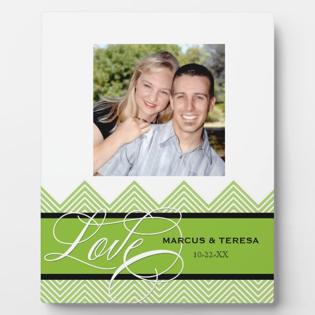 Wedding Engaged Chic Chevron Modern Personalised Plaque (Front)