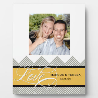 Wedding Engaged Chic Chevron Modern Personalised Plaque
