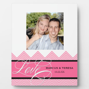 Wedding Engaged Chic Chevron Modern Personalised Plaque