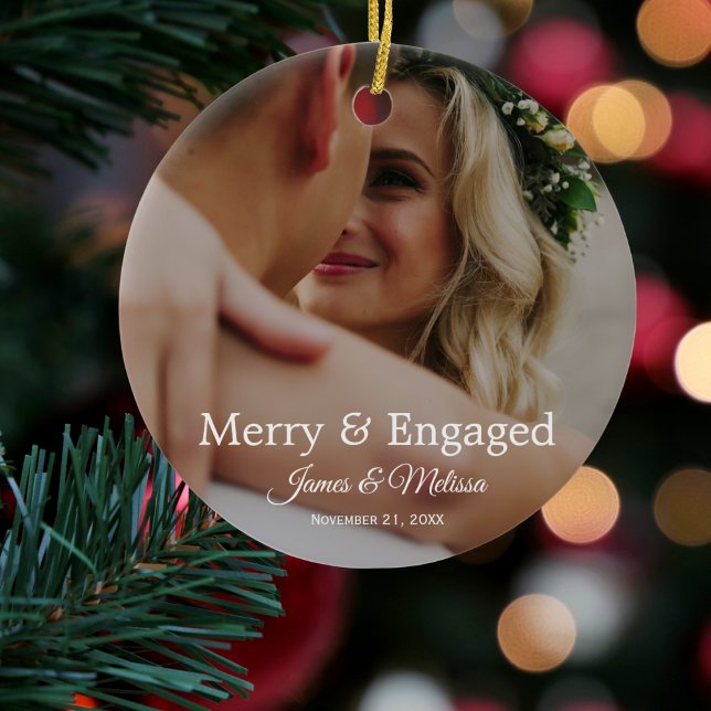 Wedding Engagement 2 Photo Modern Cute Christmas Ceramic Tree Decoration (Creator Uploaded)