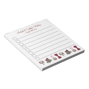 Wedding Engagement Bridal Shower Bouquet Bells Bow Notepad